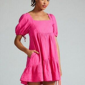 Anthropologie Pilcro Pink Gingham Babydoll Dress